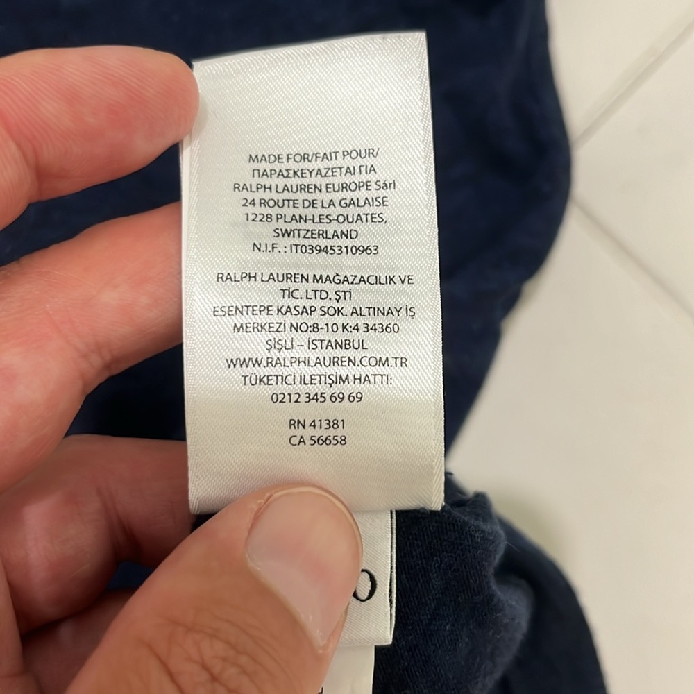 Ralph Lauren polo T-shirt V-neck navy blue 100% cotton man size large - Picture 4 of 6